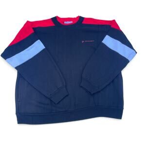Vintage 80s Dunlop Sport Colorblock Sweatshirt Mens L Acrylic Pockets USA